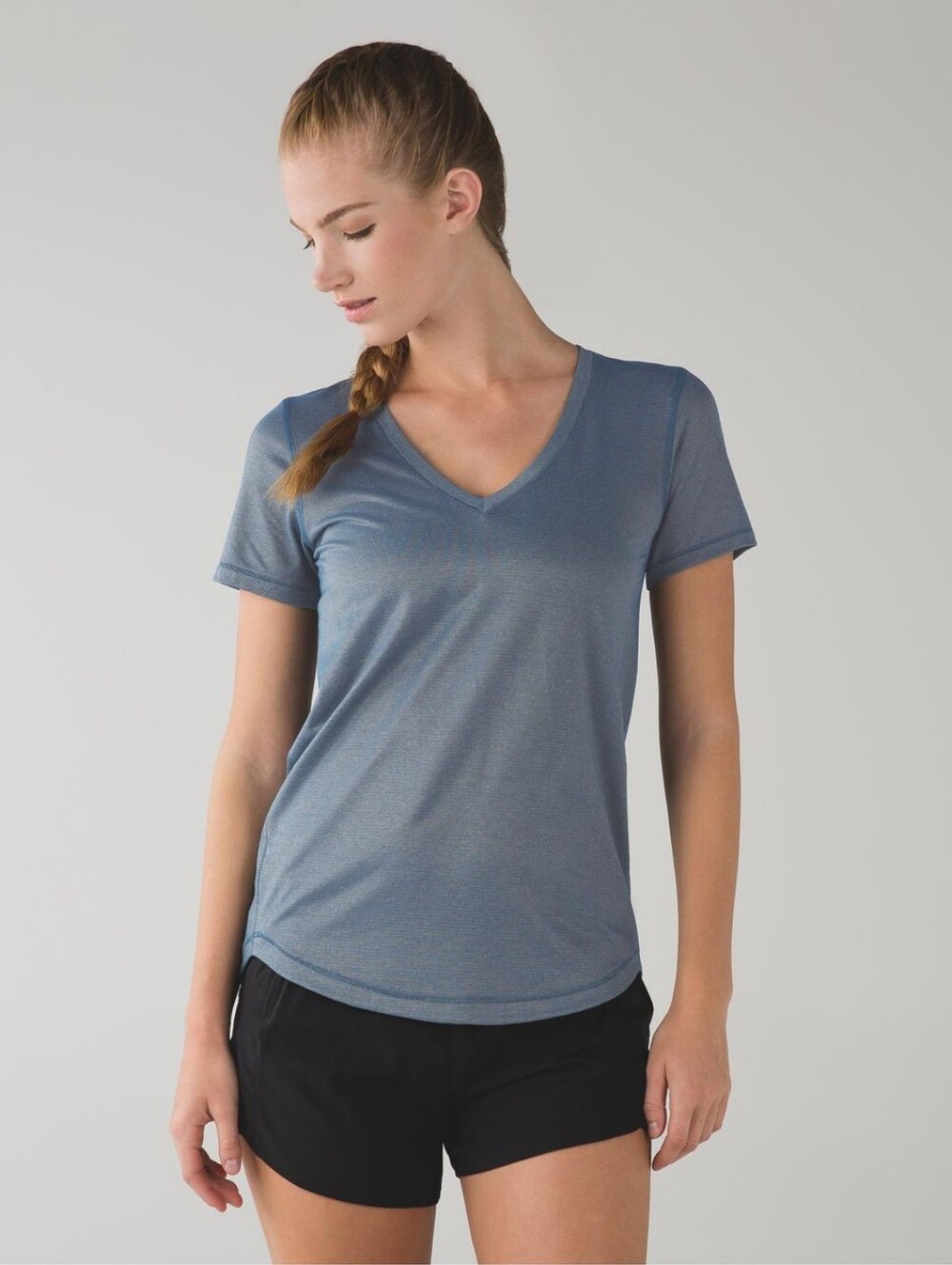 NWT Lululemon What The Sport Tee Heathered Poseidon / Gold